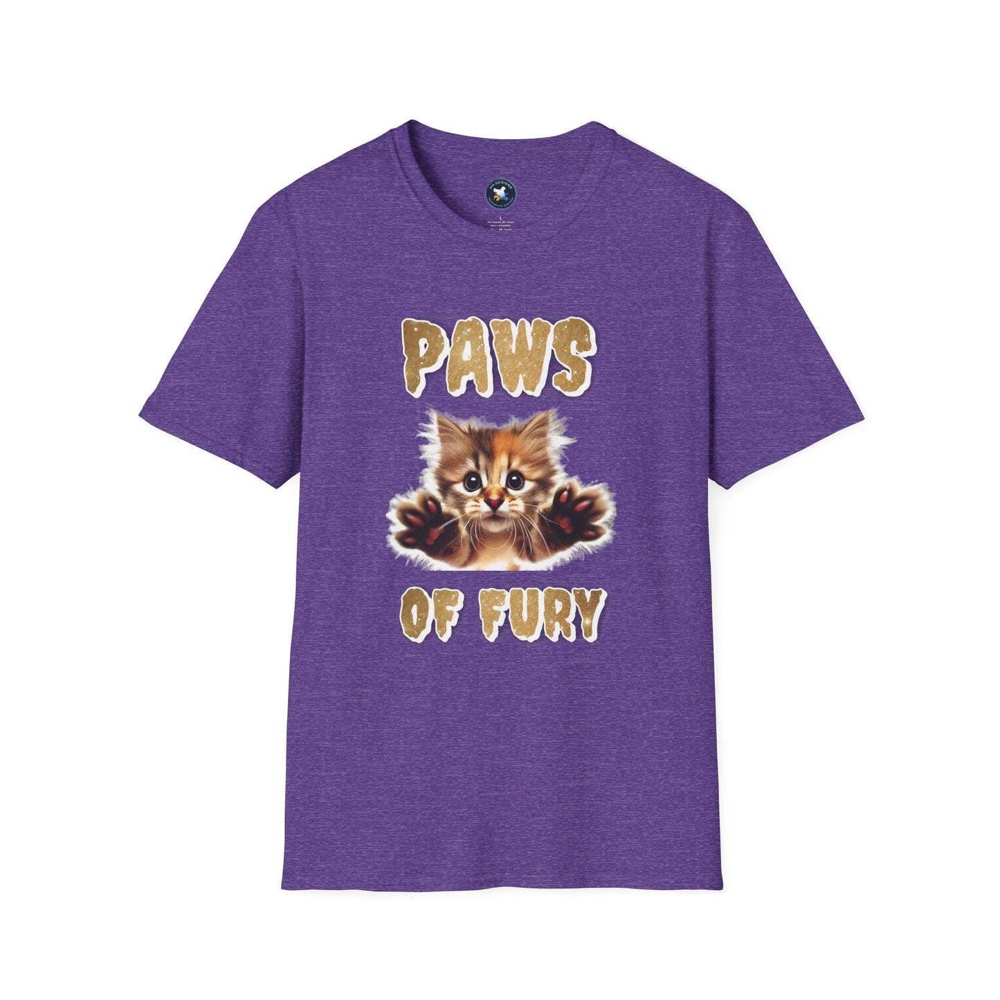 Paws of Fury Unisex Softstyle T-Shirt - Cute Cat Print Tee for Animal Lovers