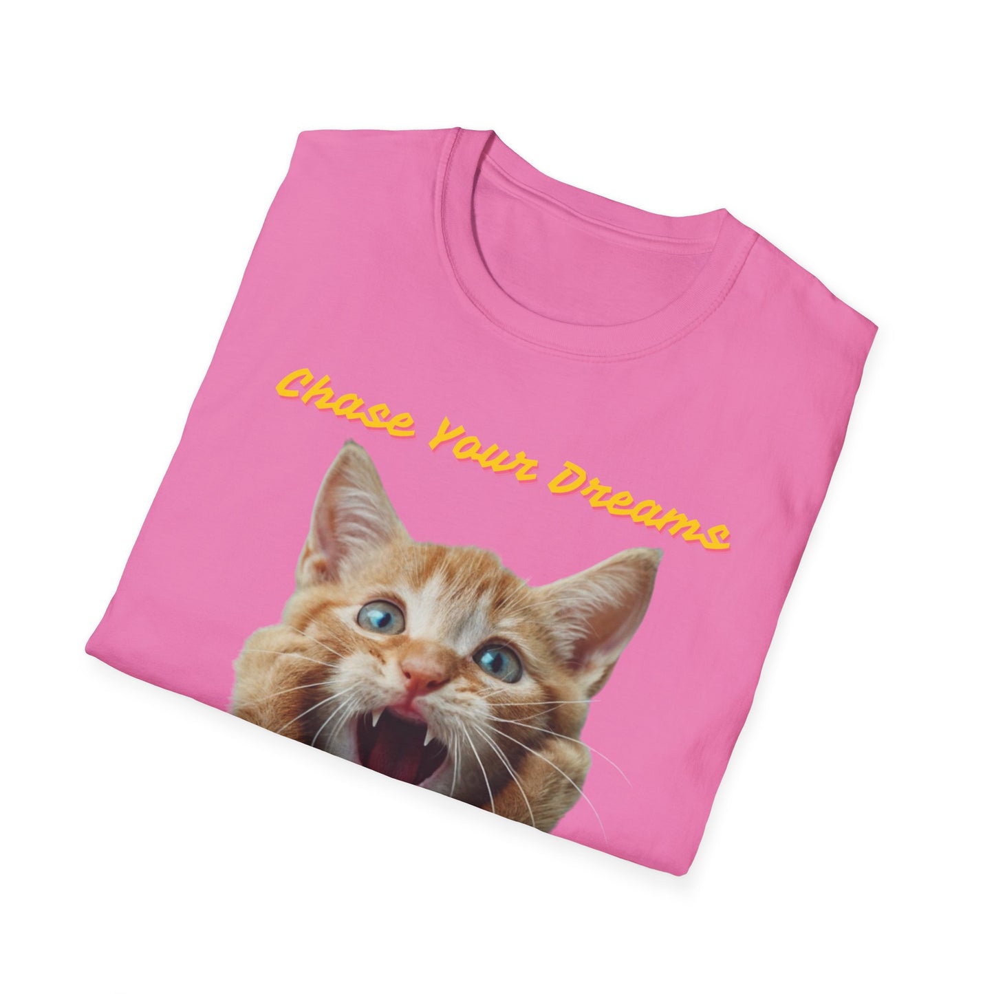 Chase Your Dreams Cat T-Shirt | Unisex Softstyle Tee for Cat Lovers