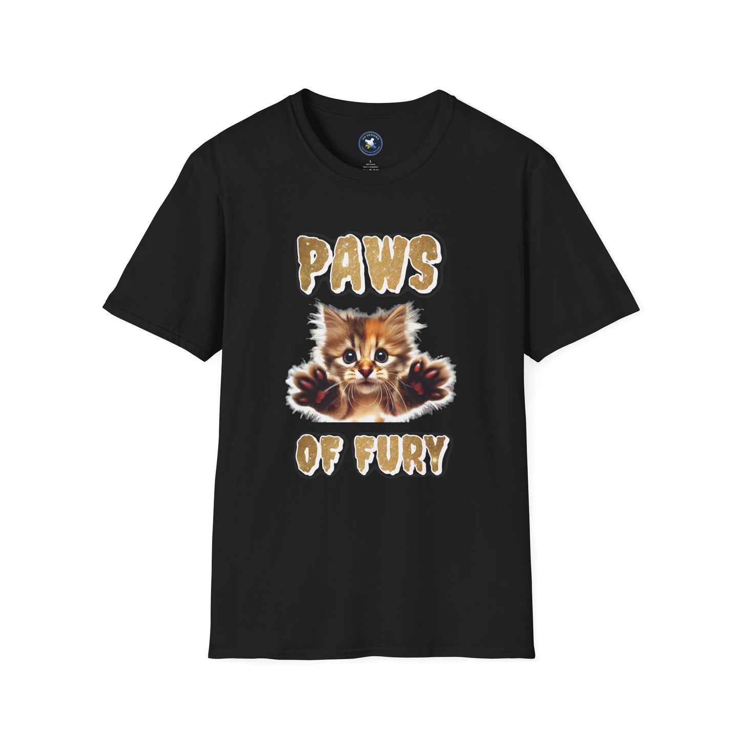 Paws of Fury Unisex Softstyle T-Shirt - Cute Cat Print Tee for Animal Lovers