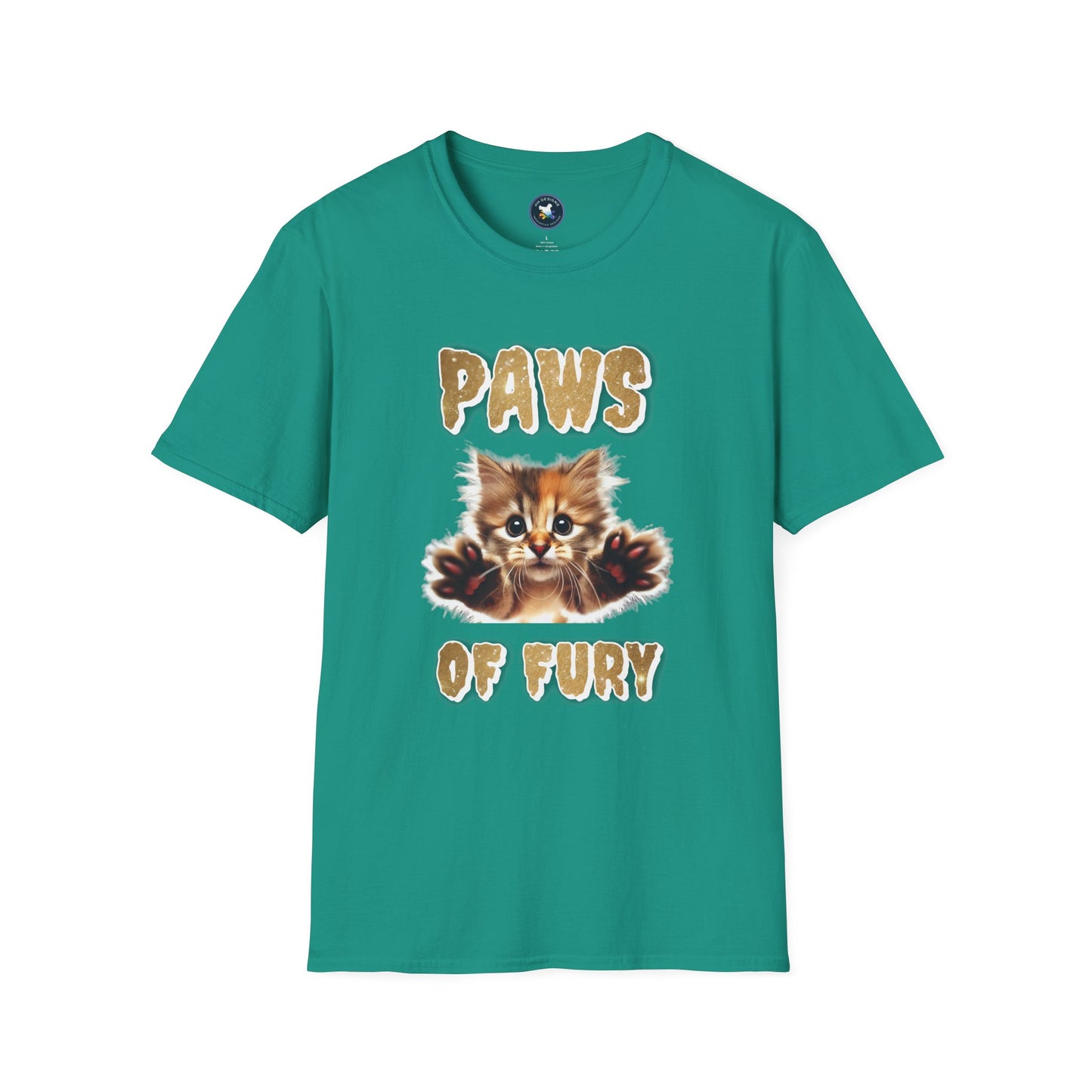 Paws of Fury Unisex Softstyle T-Shirt - Cute Cat Print Tee for Animal Lovers