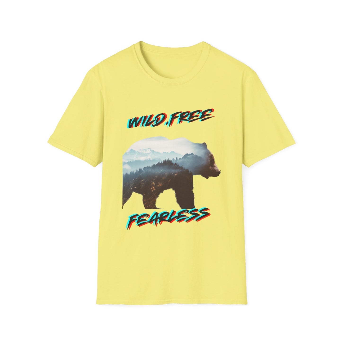 Wild Free Bear Unisex Softstyle T-Shirt - Fearless Nature Graphic Tee