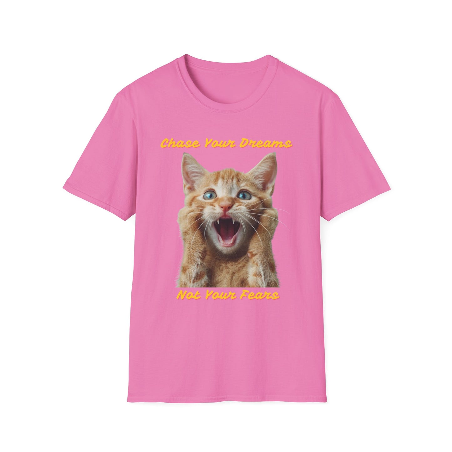 Chase Your Dreams Cat T-Shirt | Unisex Softstyle Tee for Cat Lovers