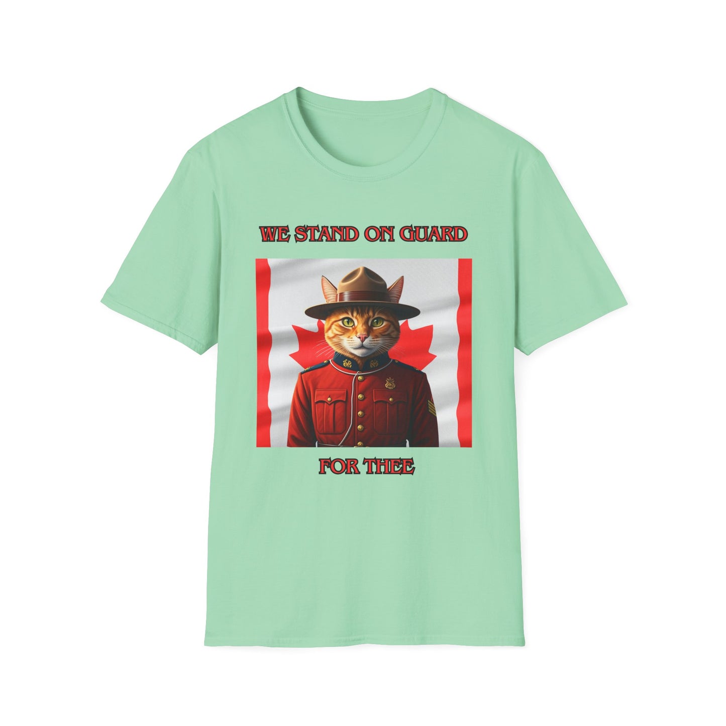 Canadian Cat Officer T-Shirt - We Stand on Guard for Thee