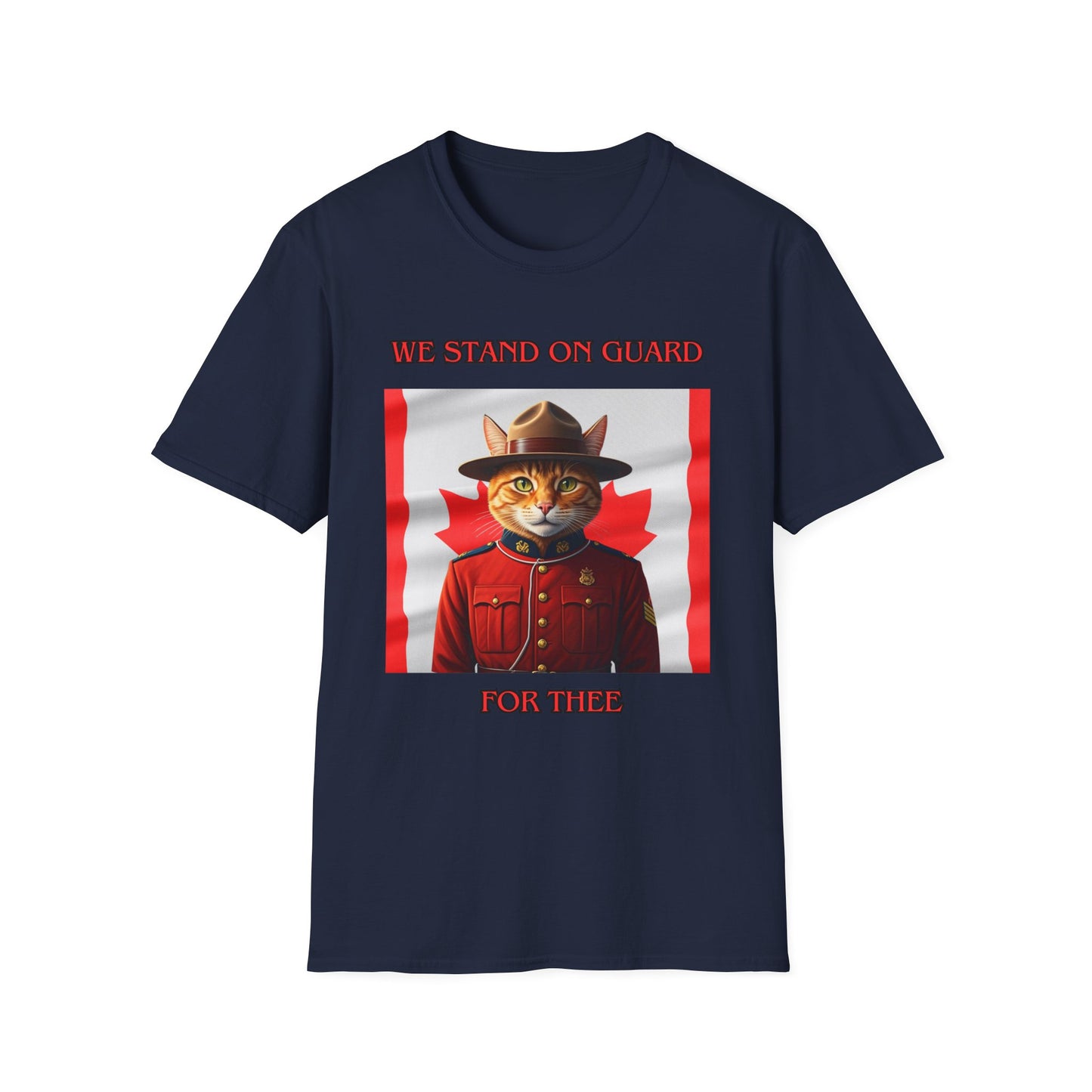 Canadian Cat Officer T-Shirt - We Stand on Guard for Thee