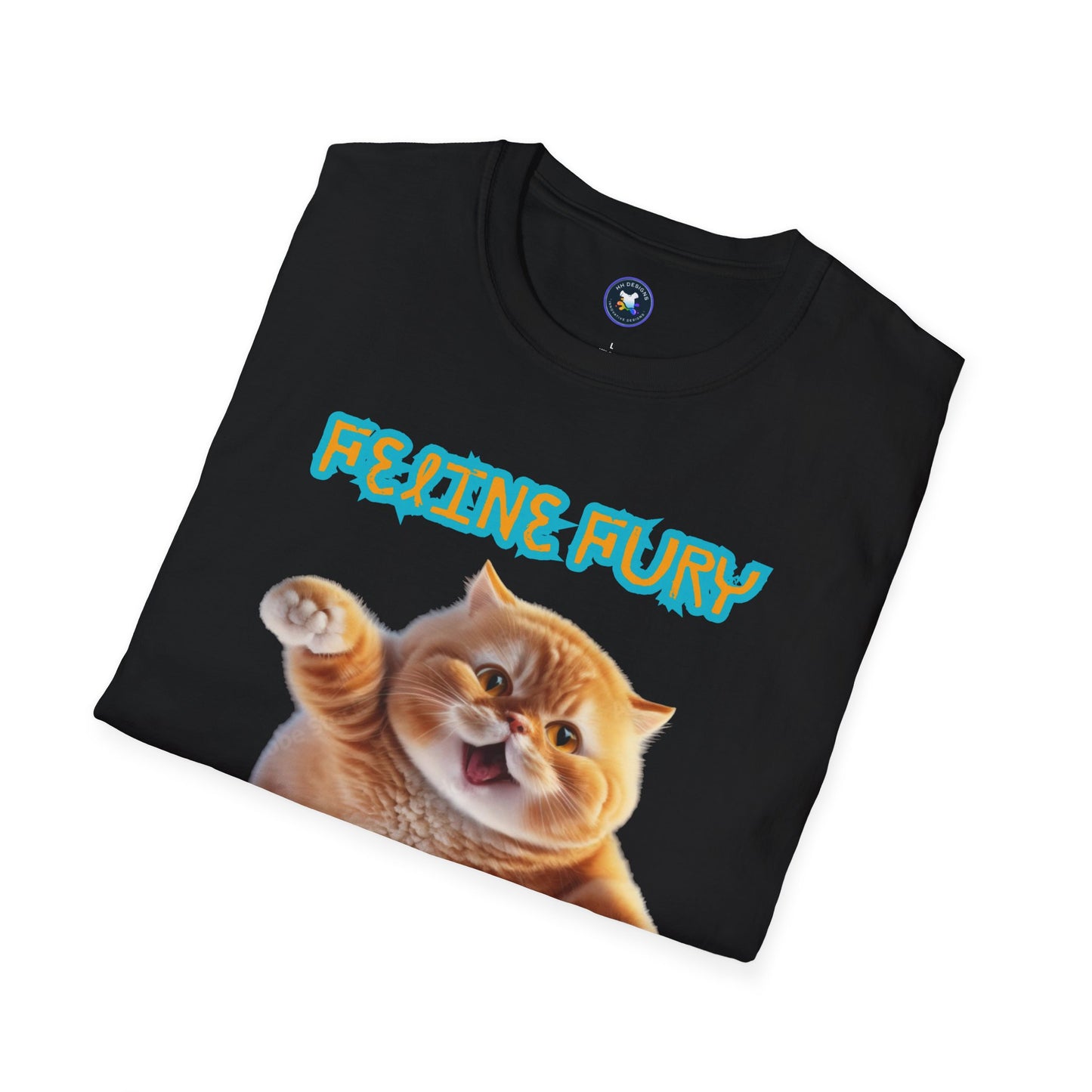 Funny Cat T-Shirt - 'Feline Fury Beware' Unisex Softstyle Tee