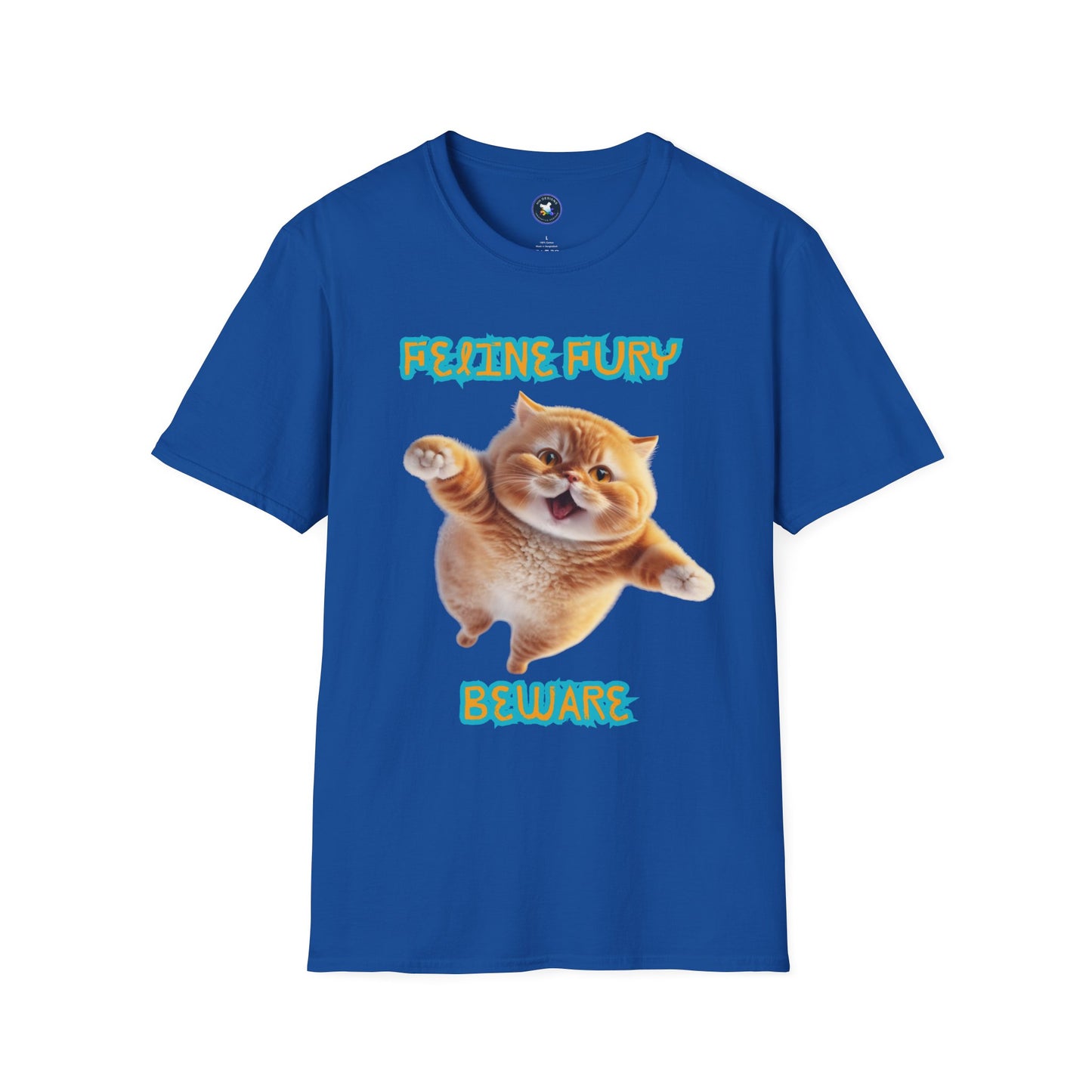 Funny Cat T-Shirt - 'Feline Fury Beware' Unisex Softstyle Tee