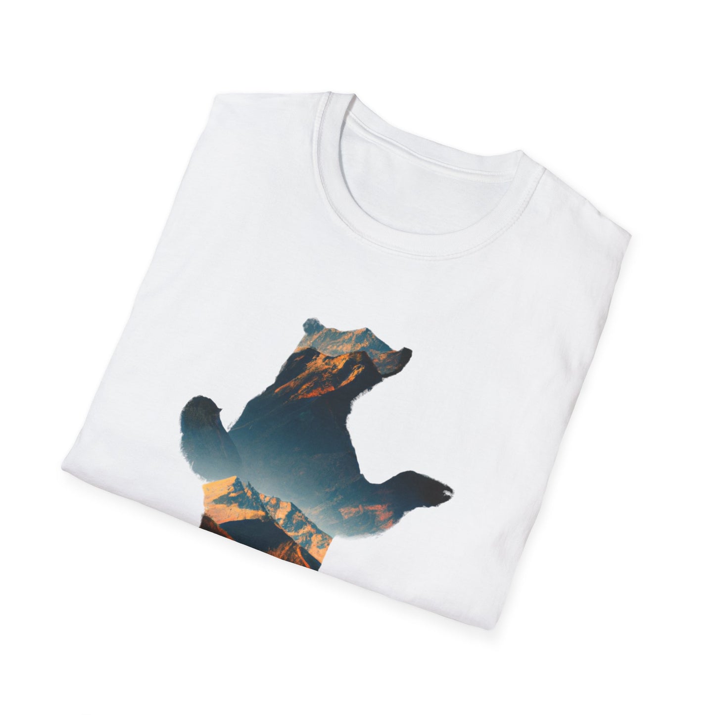 Mountain Bear Unisex Softstyle T-Shirt - Nature Lover's Graphic Tee