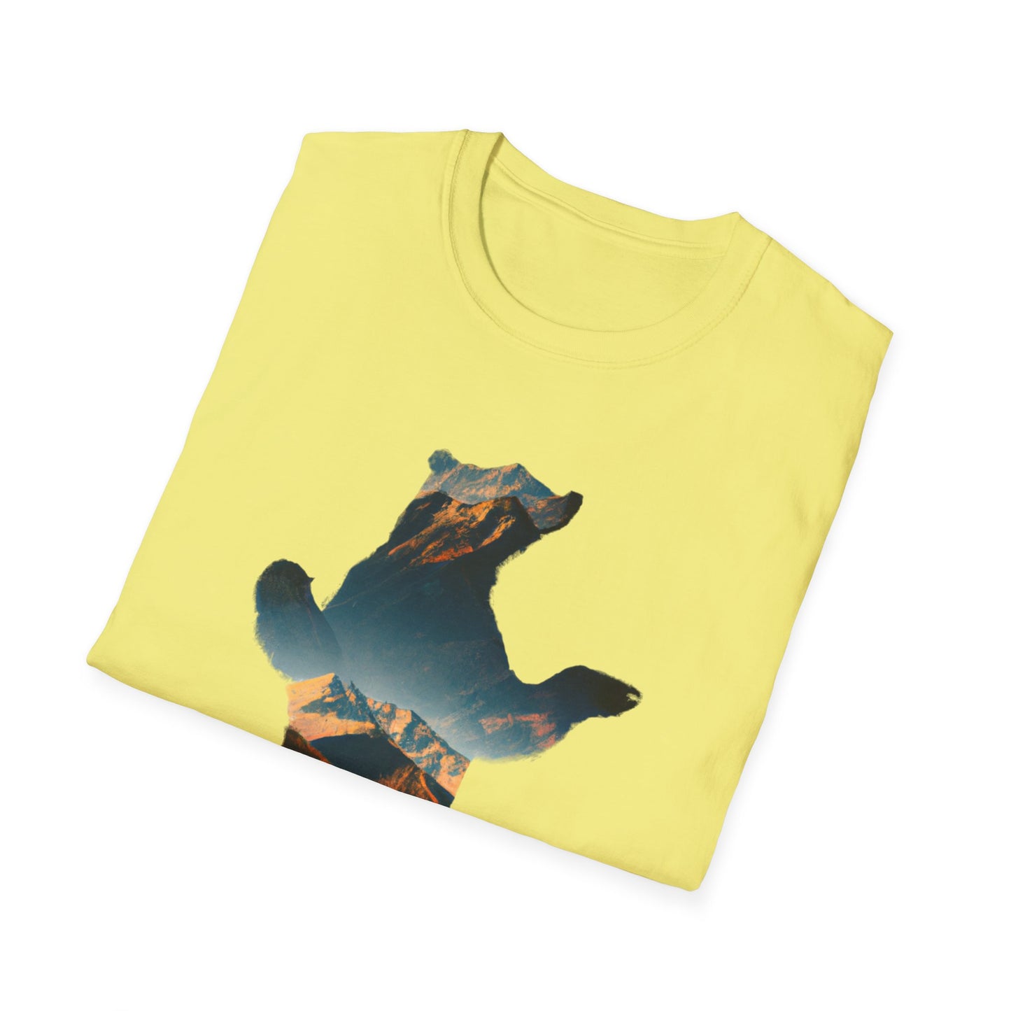 Mountain Bear Unisex Softstyle T-Shirt - Nature Lover's Graphic Tee
