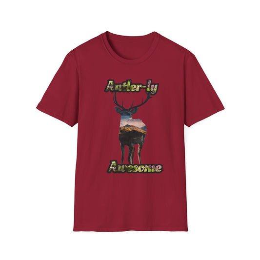 Unisex Softstyle T-Shirt - 'Antler-ly Awesome' Nature Graphic Tee