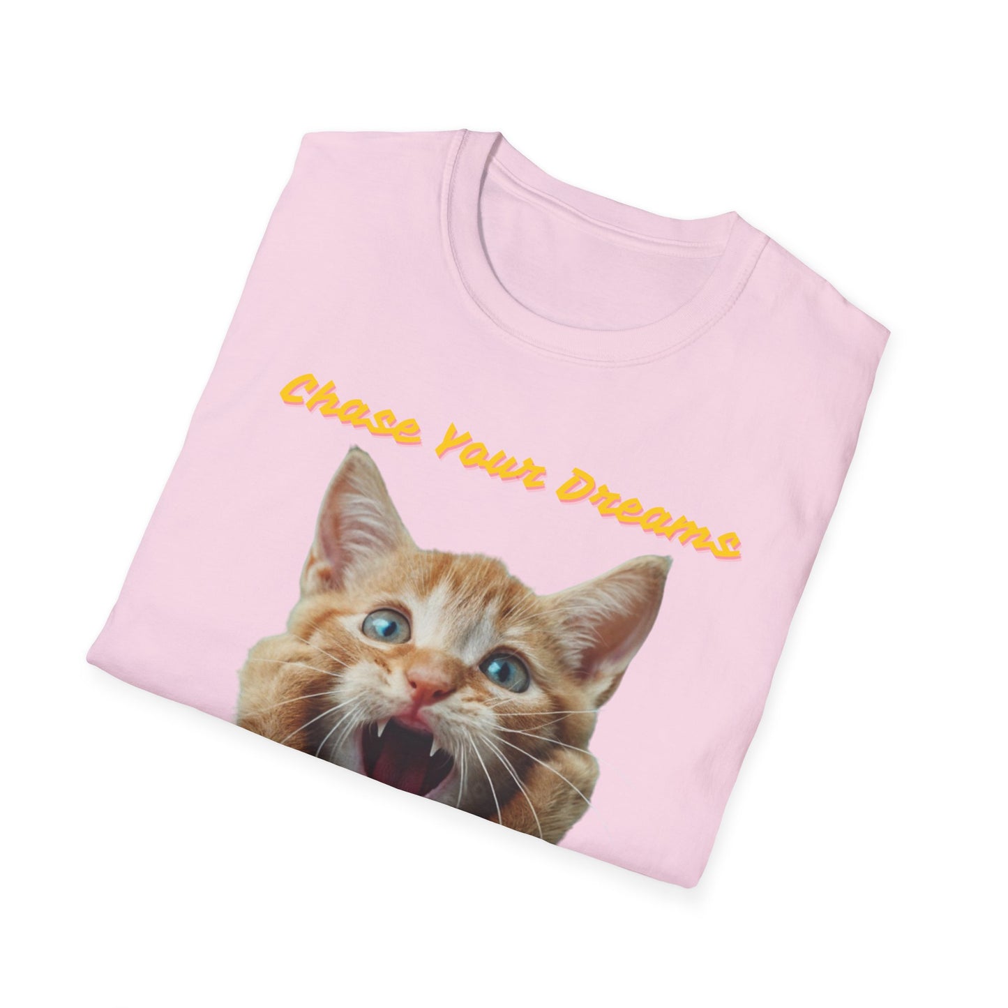 Chase Your Dreams Cat T-Shirt | Unisex Softstyle Tee for Cat Lovers