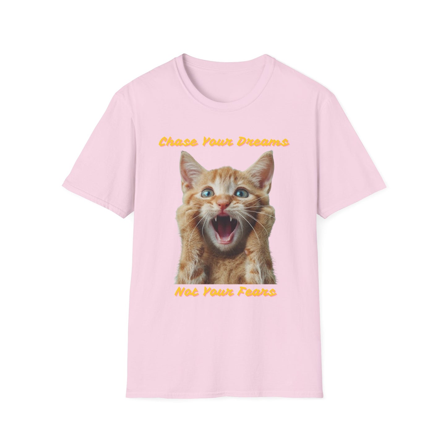 Chase Your Dreams Cat T-Shirt | Unisex Softstyle Tee for Cat Lovers
