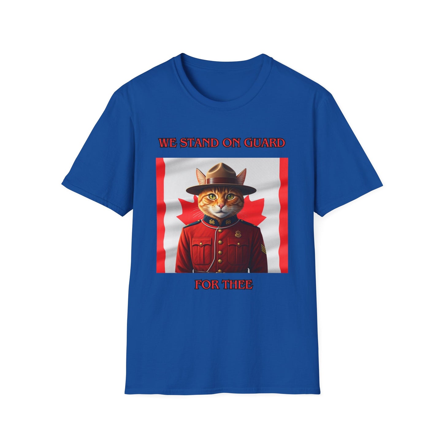 Canadian Cat Officer T-Shirt - We Stand on Guard for Thee