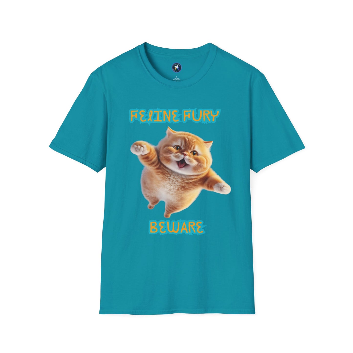 Funny Cat T-Shirt - 'Feline Fury Beware' Unisex Softstyle Tee