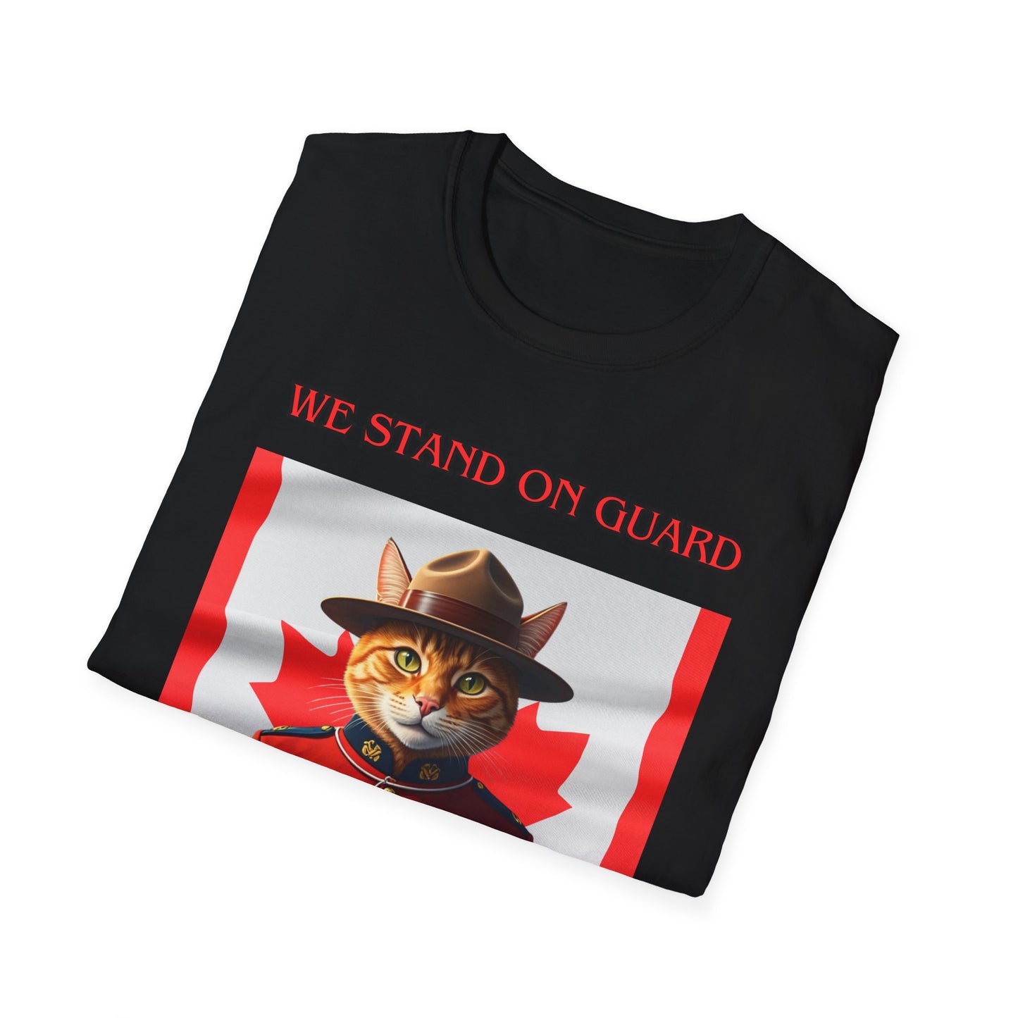 Canadian Cat Officer T-Shirt - We Stand on Guard for Thee