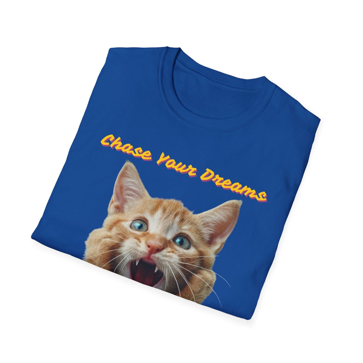 Chase Your Dreams Cat T-Shirt | Unisex Softstyle Tee for Cat Lovers