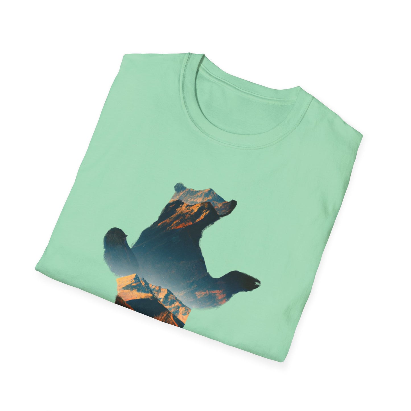 Mountain Bear Unisex Softstyle T-Shirt - Nature Lover's Graphic Tee