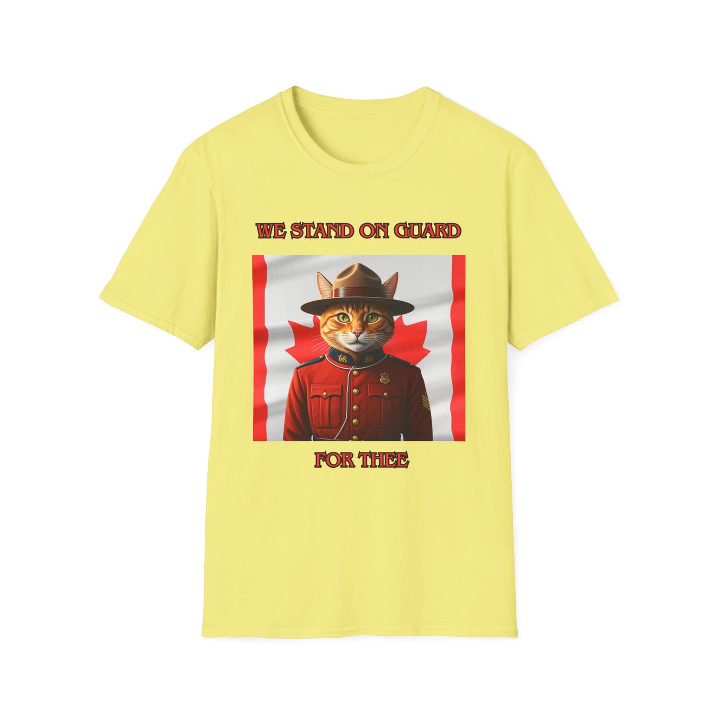 Canadian Cat Officer T-Shirt - We Stand on Guard for Thee