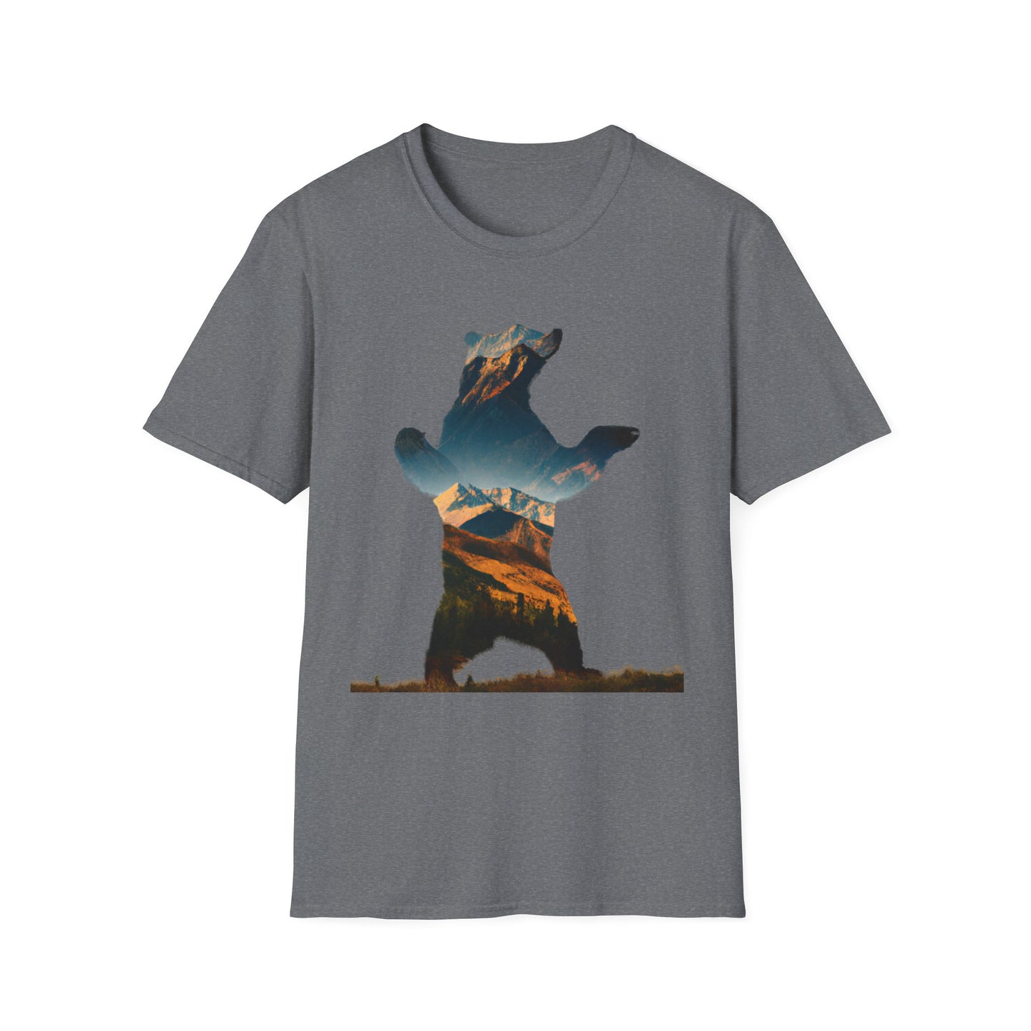 Mountain Bear Unisex Softstyle T-Shirt - Nature Lover's Graphic Tee