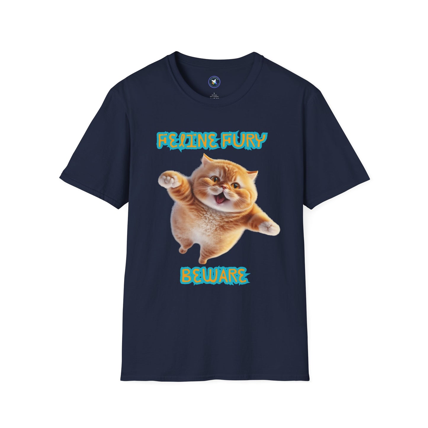 Funny Cat T-Shirt - 'Feline Fury Beware' Unisex Softstyle Tee