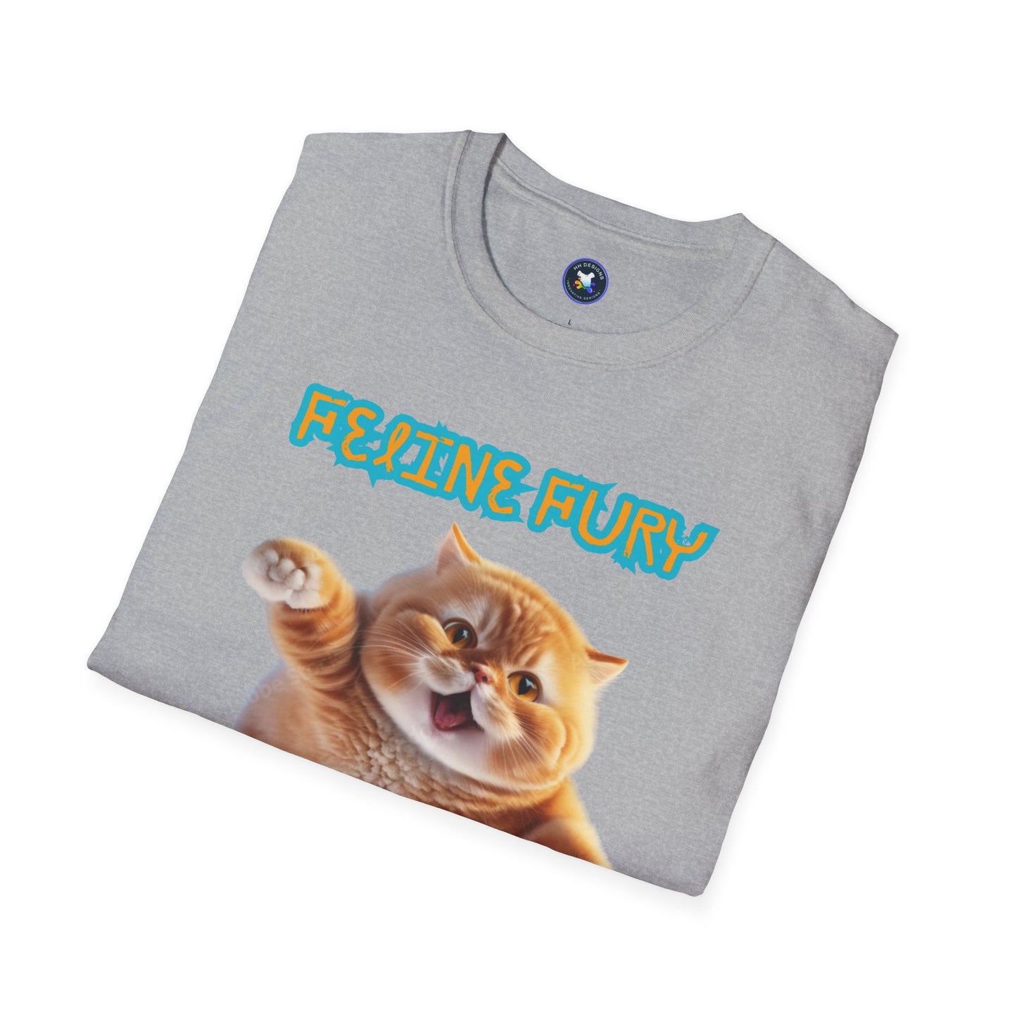 Funny Cat T-Shirt - 'Feline Fury Beware' Unisex Softstyle Tee