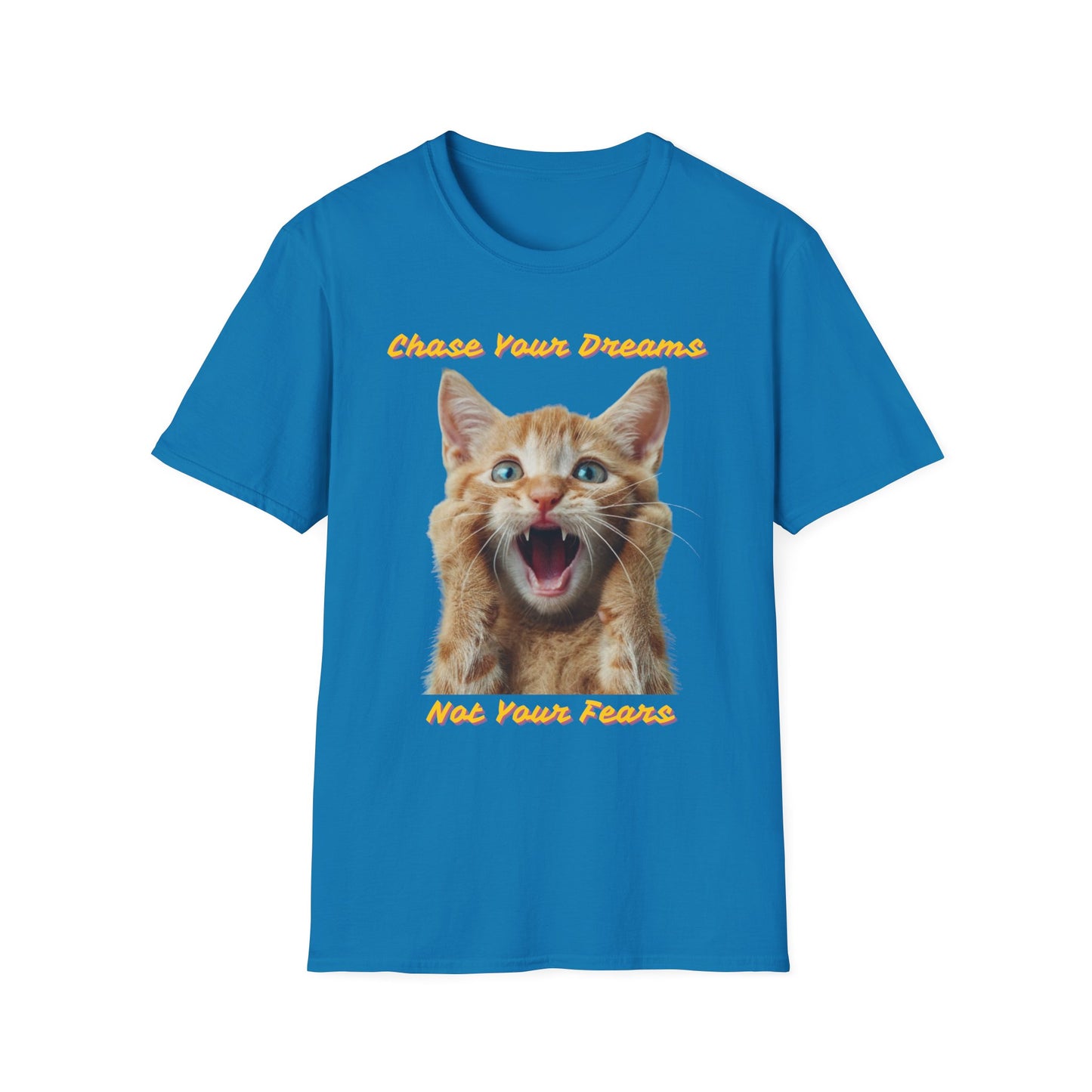 Chase Your Dreams Cat T-Shirt | Unisex Softstyle Tee for Cat Lovers