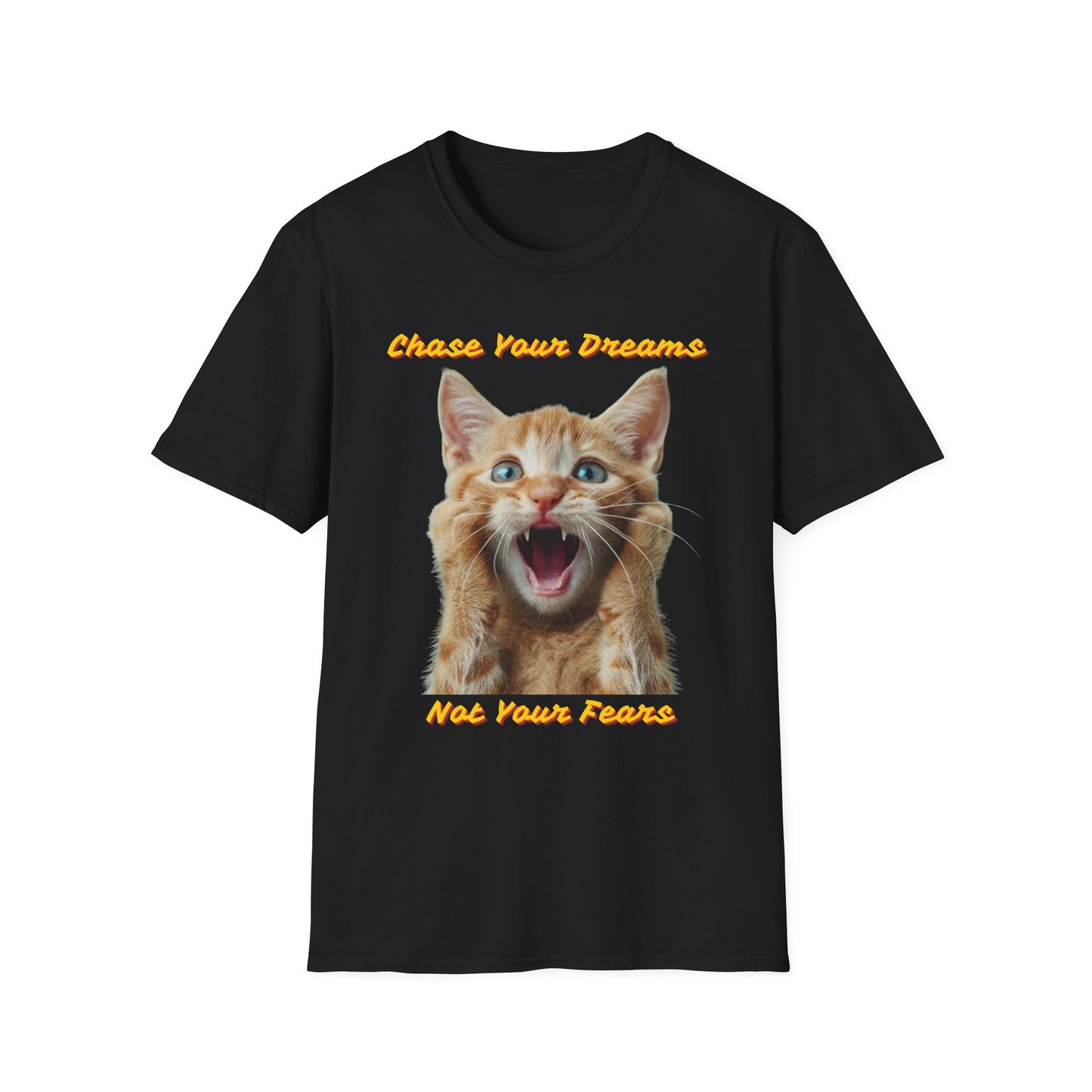 Chase Your Dreams Cat T-Shirt | Unisex Softstyle Tee for Cat Lovers