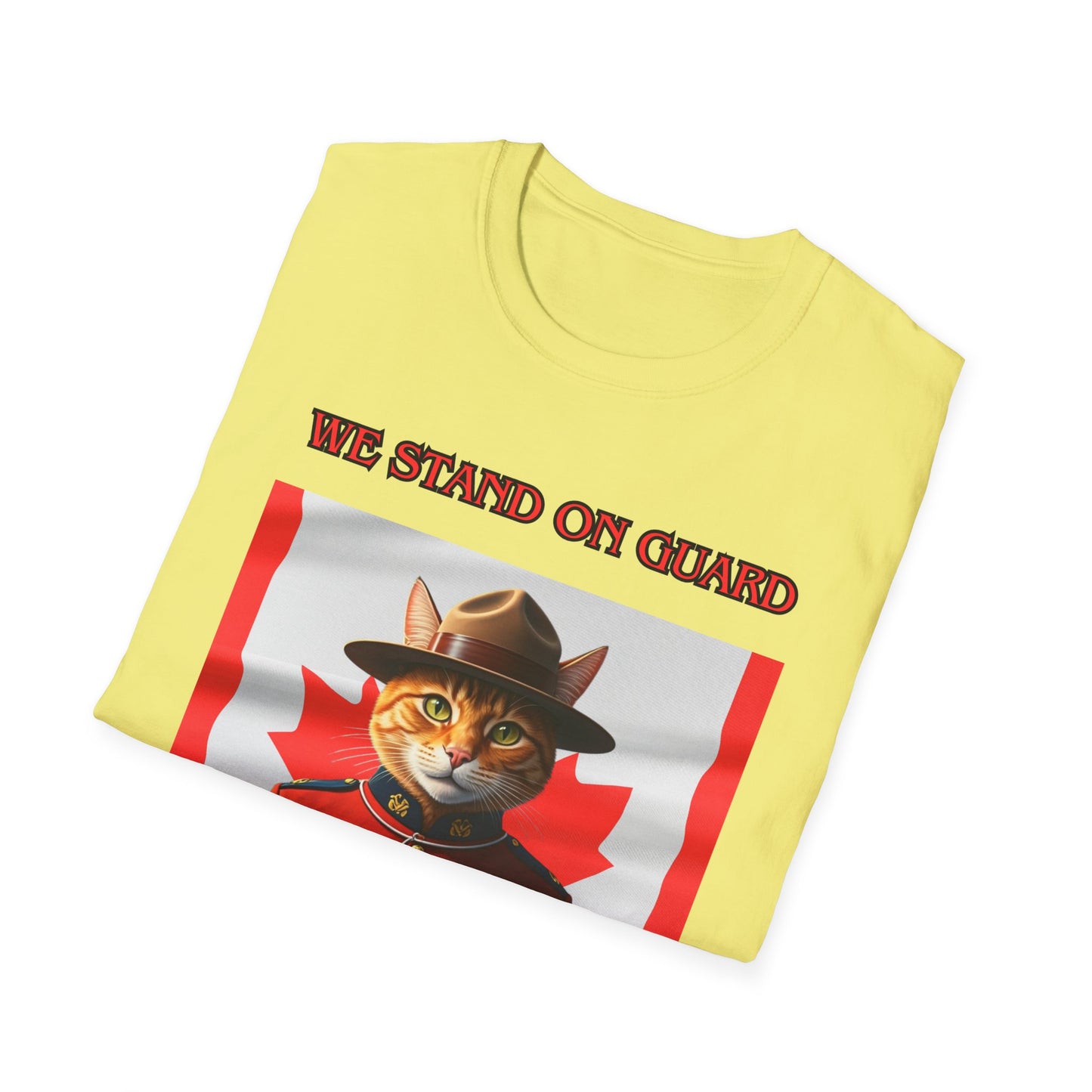 Canadian Cat Officer T-Shirt - We Stand on Guard for Thee
