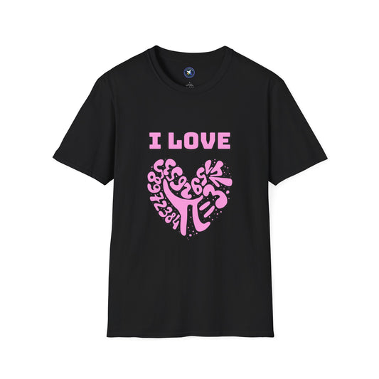 I Love Pi Heart Unisex Softstyle T-Shirt – Trendy Graphic Tee for Creative Souls