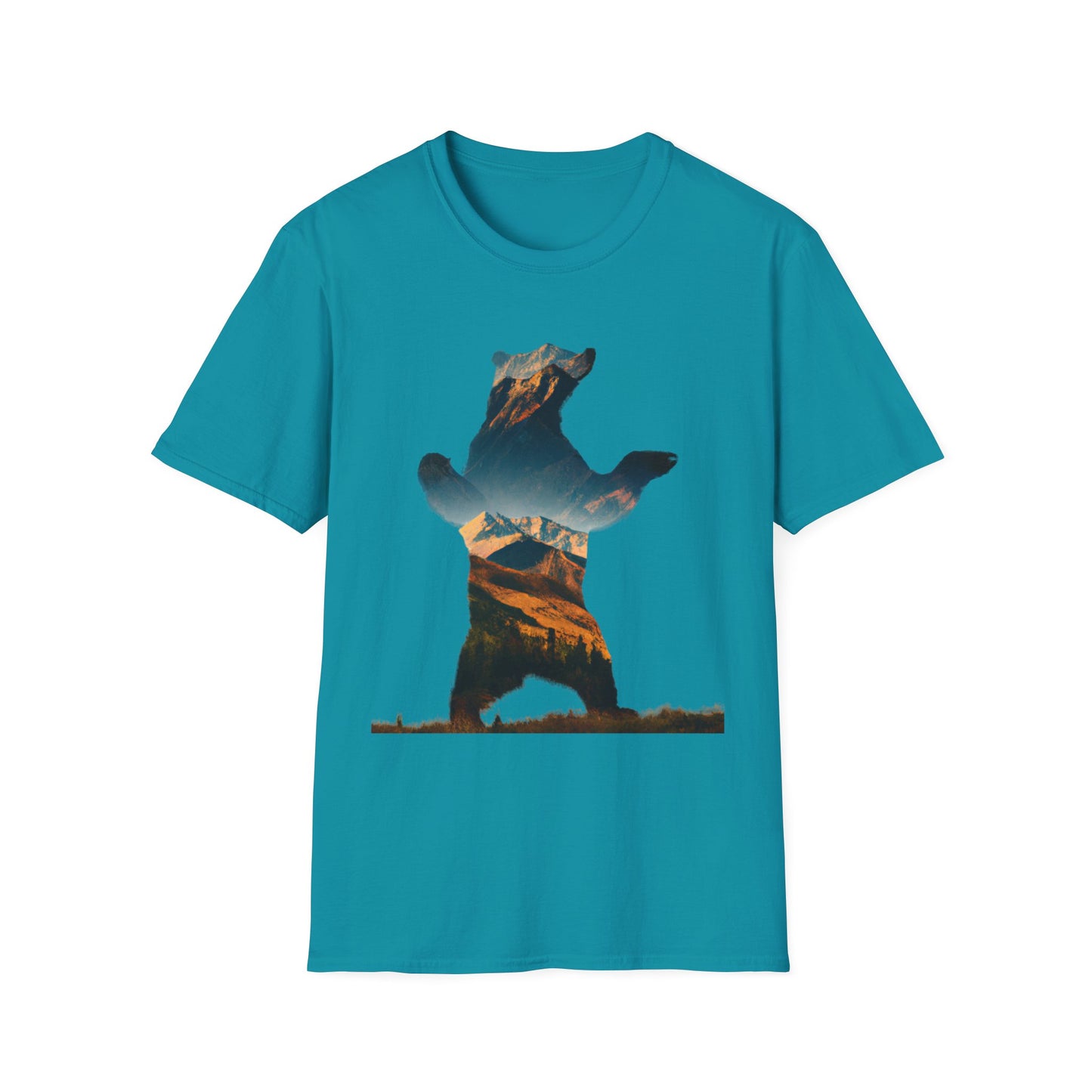 Mountain Bear Unisex Softstyle T-Shirt - Nature Lover's Graphic Tee