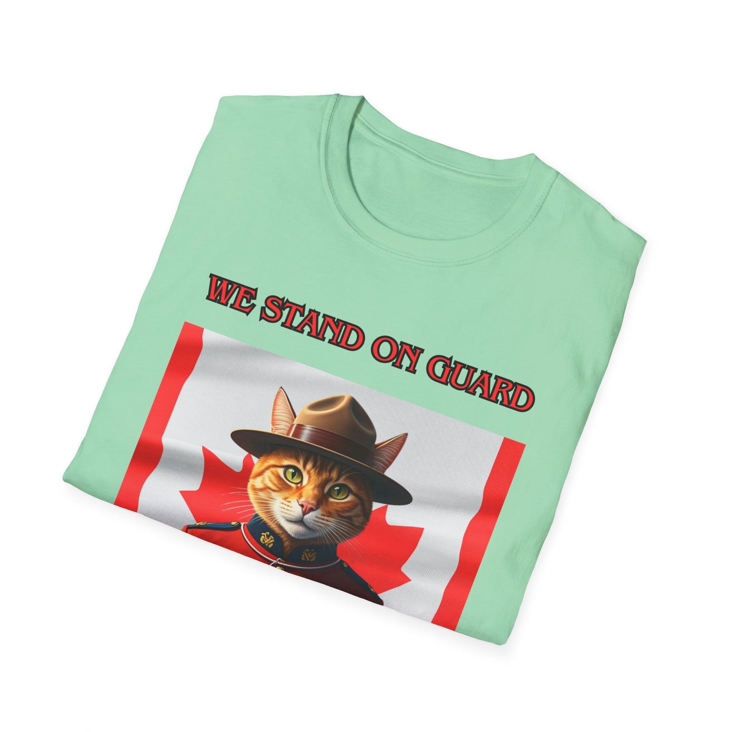 Canadian Cat Officer T-Shirt - We Stand on Guard for Thee