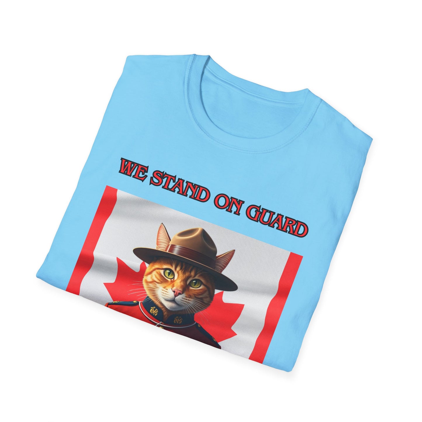 Canadian Cat Officer T-Shirt - We Stand on Guard for Thee