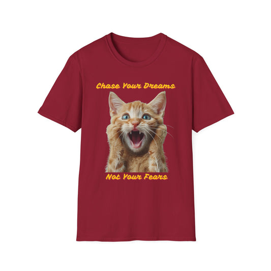 Chase Your Dreams Cat T-Shirt | Unisex Softstyle Tee for Cat Lovers
