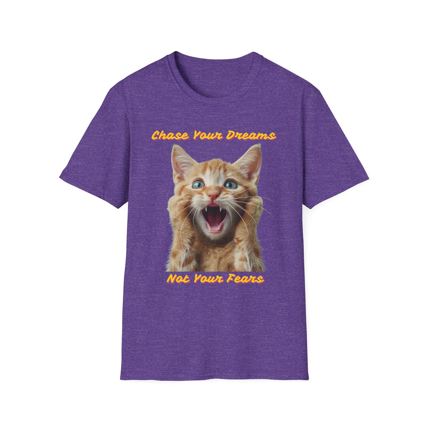 Chase Your Dreams Cat T-Shirt | Unisex Softstyle Tee for Cat Lovers