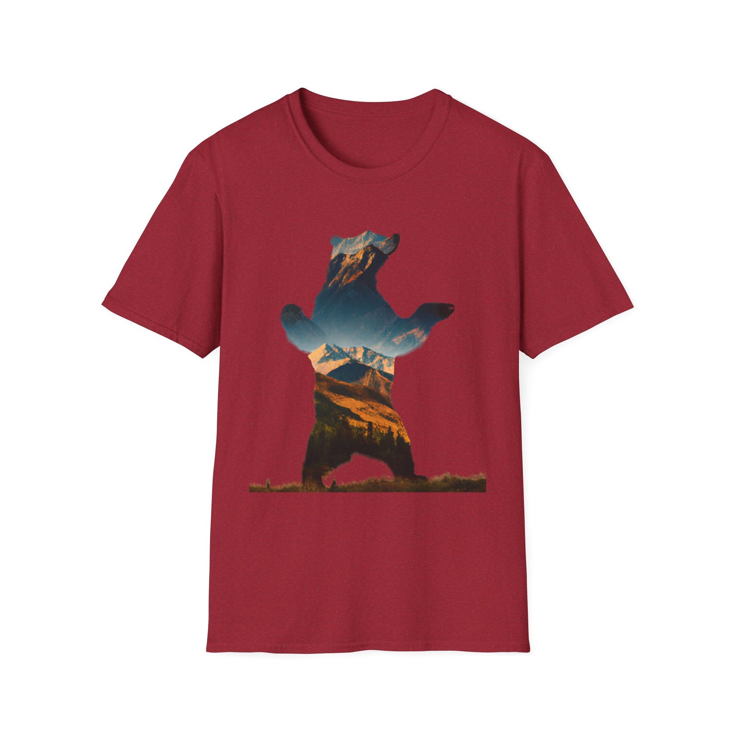Mountain Bear Unisex Softstyle T-Shirt - Nature Lover's Graphic Tee