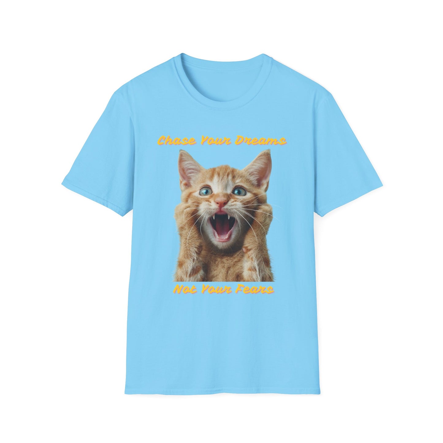 Chase Your Dreams Cat T-Shirt | Unisex Softstyle Tee for Cat Lovers