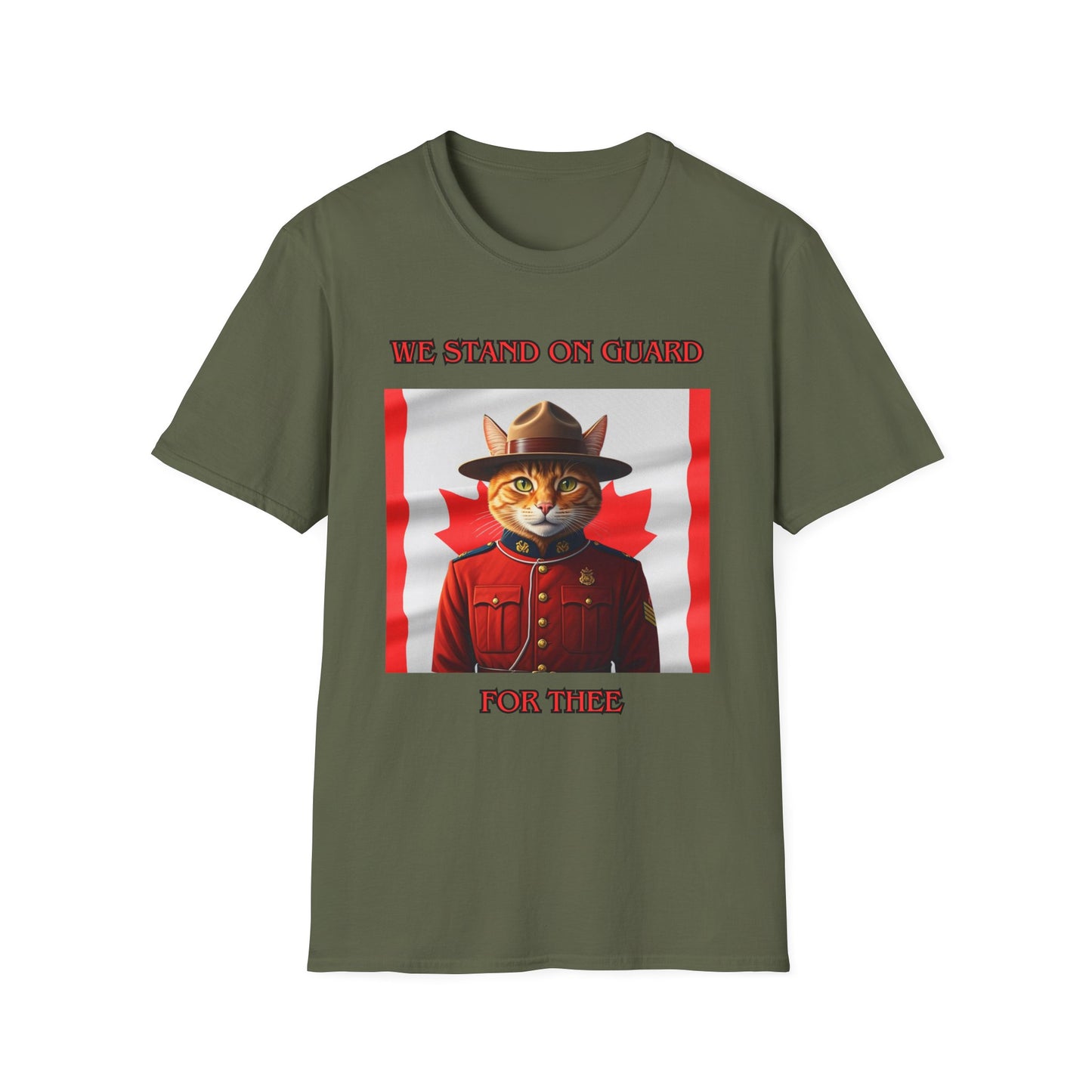 Canadian Cat Officer T-Shirt - We Stand on Guard for Thee