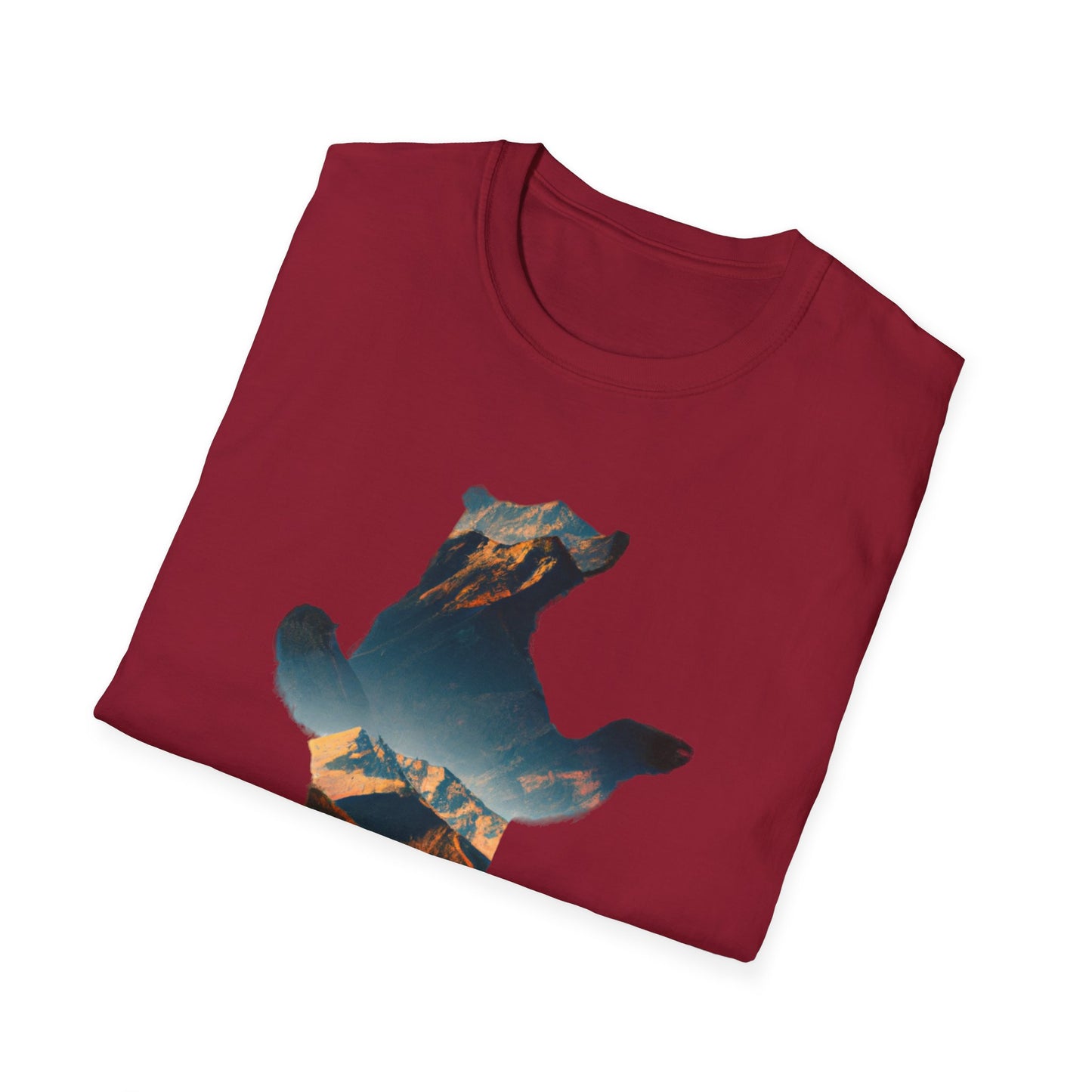 Mountain Bear Unisex Softstyle T-Shirt - Nature Lover's Graphic Tee