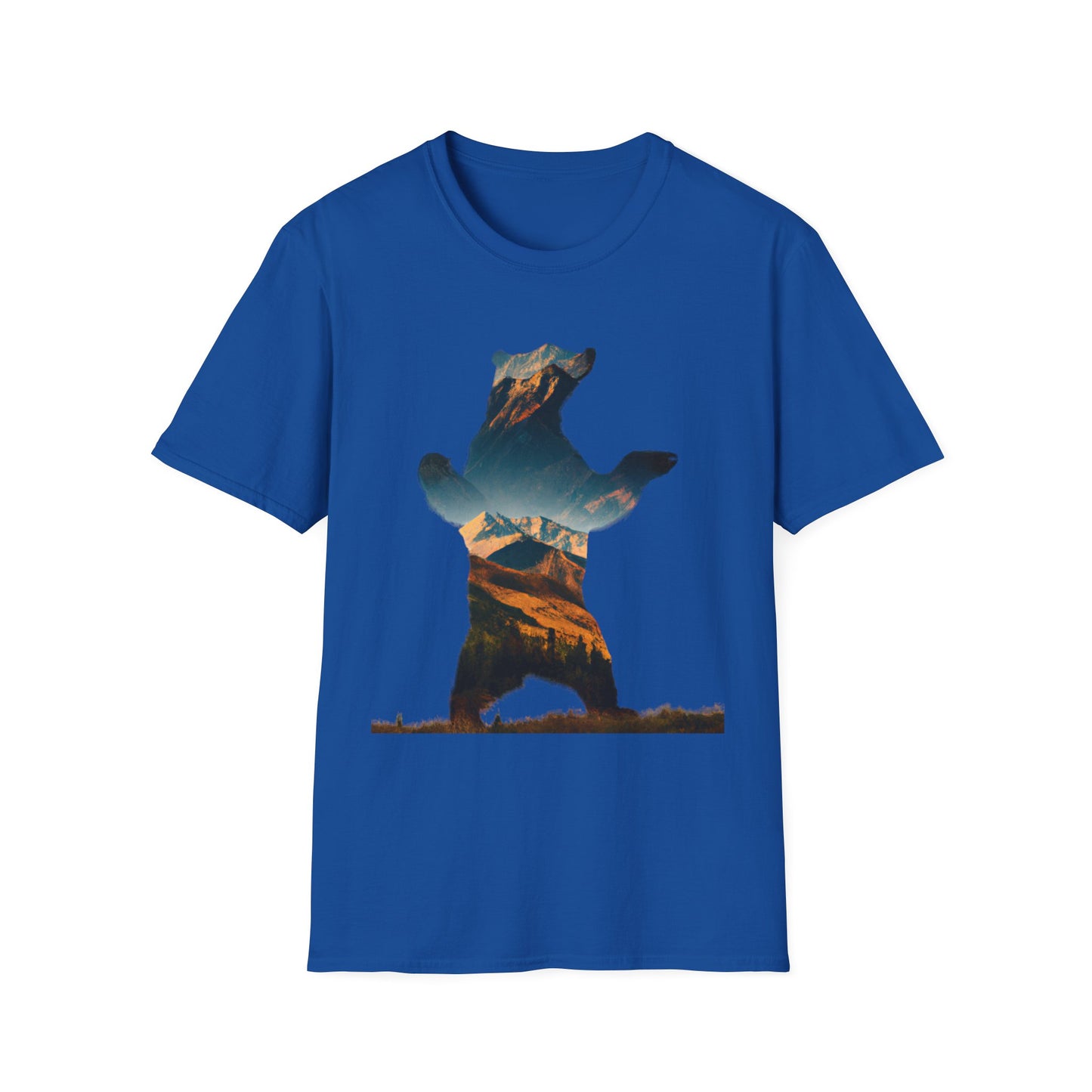 Mountain Bear Unisex Softstyle T-Shirt - Nature Lover's Graphic Tee