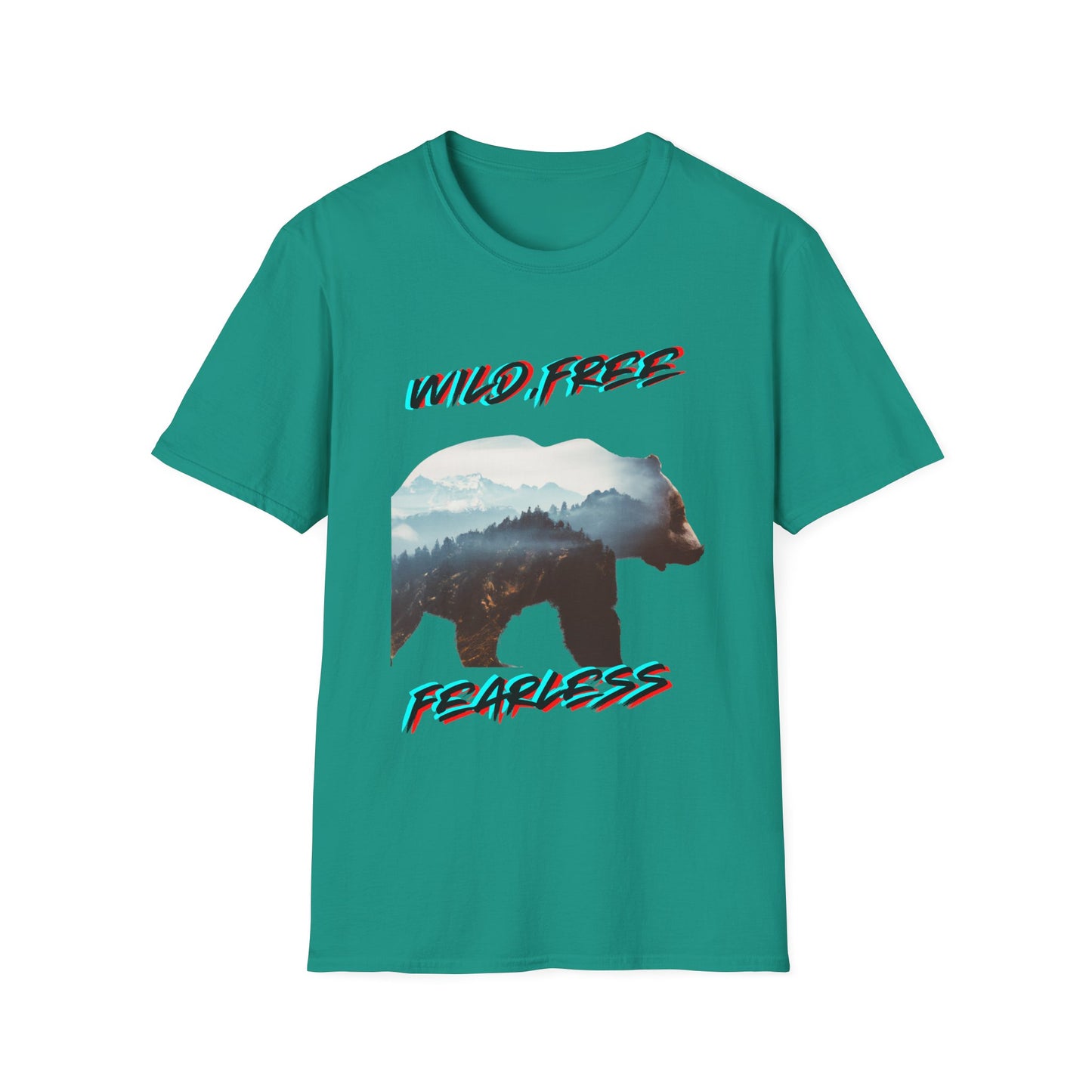 Wild Free Bear Unisex Softstyle T-Shirt - Fearless Nature Graphic Tee
