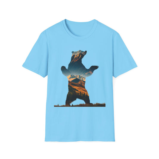 Mountain Bear Unisex Softstyle T-Shirt - Nature Lover's Graphic Tee