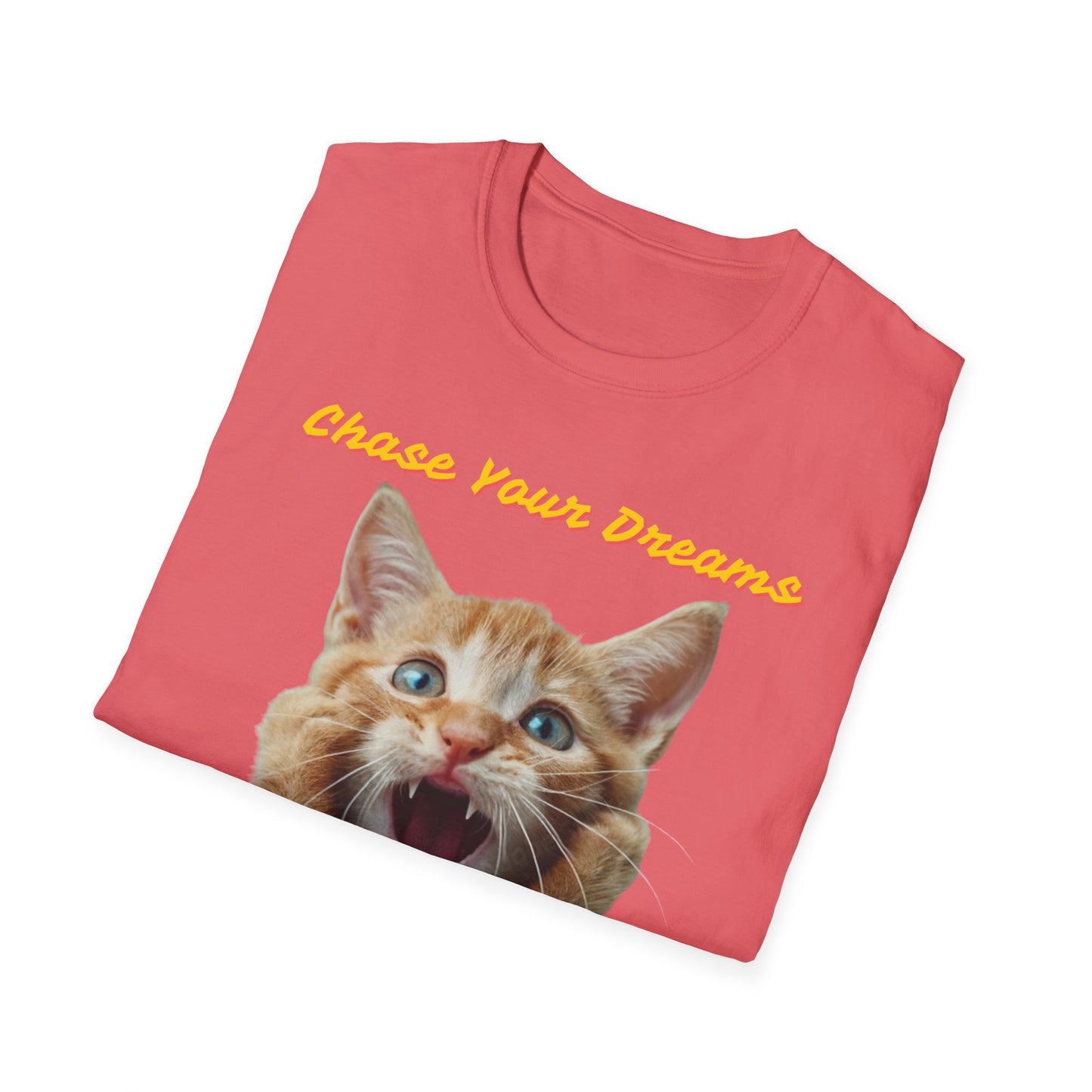 Chase Your Dreams Cat T-Shirt | Unisex Softstyle Tee for Cat Lovers
