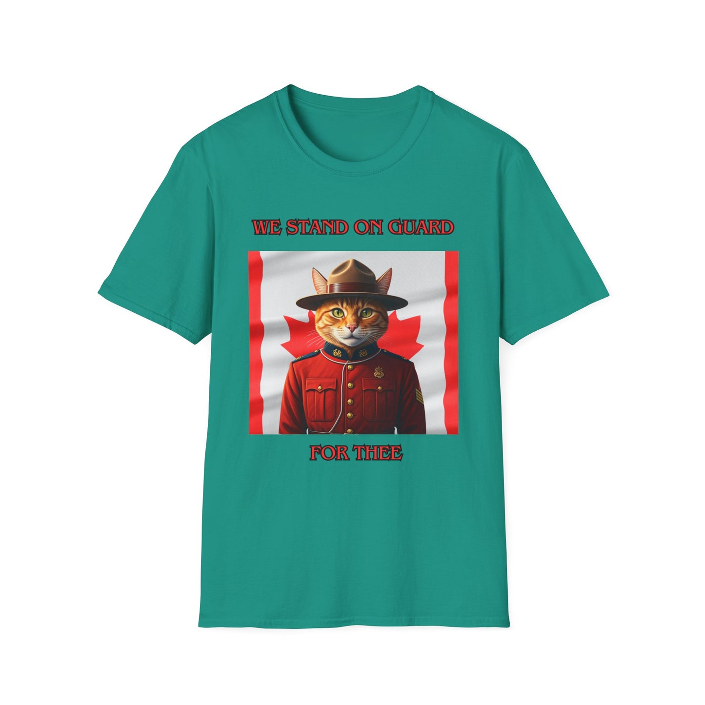 Canadian Cat Officer T-Shirt - We Stand on Guard for Thee