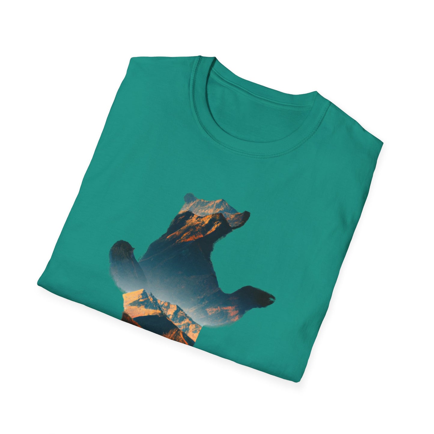 Mountain Bear Unisex Softstyle T-Shirt - Nature Lover's Graphic Tee