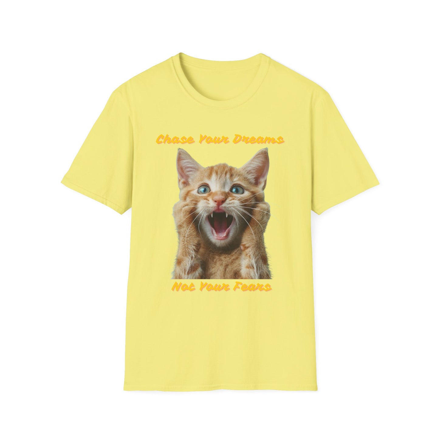 Chase Your Dreams Cat T-Shirt | Unisex Softstyle Tee for Cat Lovers