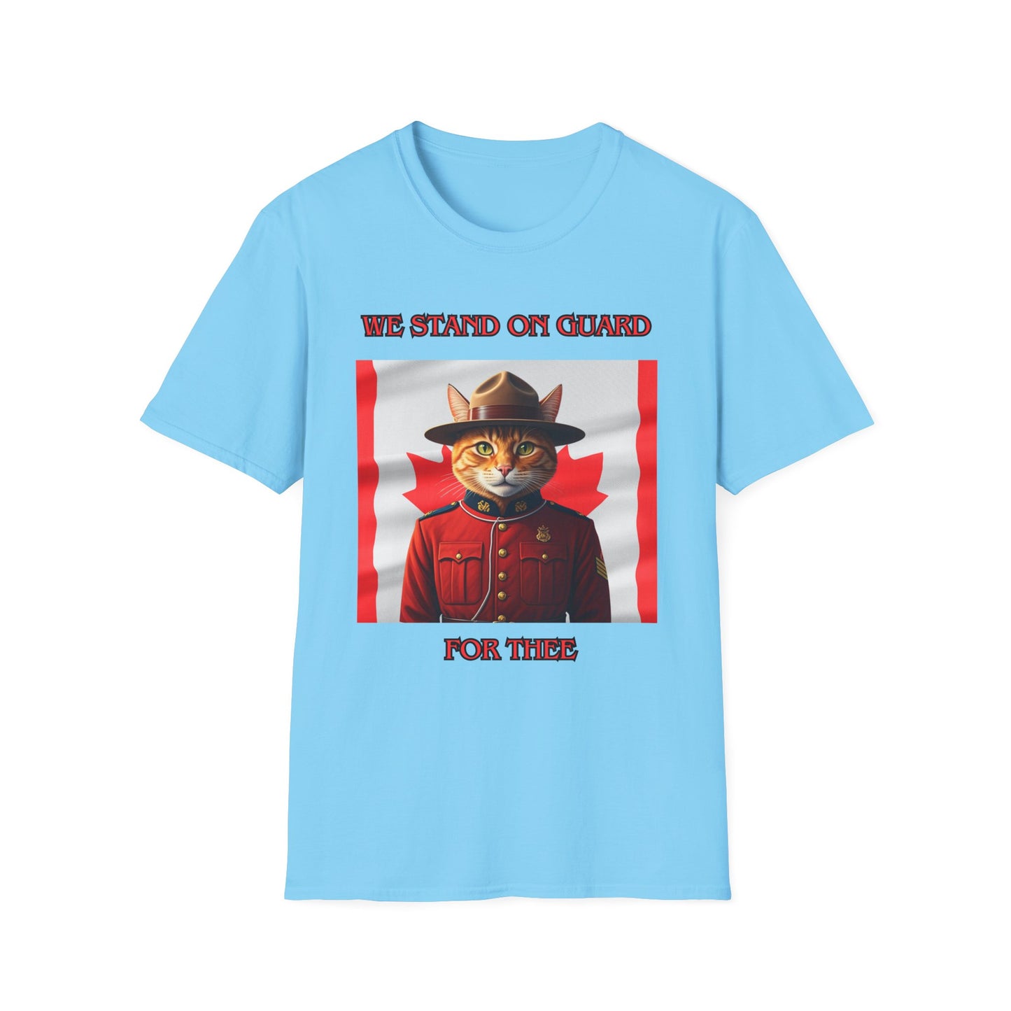 Canadian Cat Officer T-Shirt - We Stand on Guard for Thee