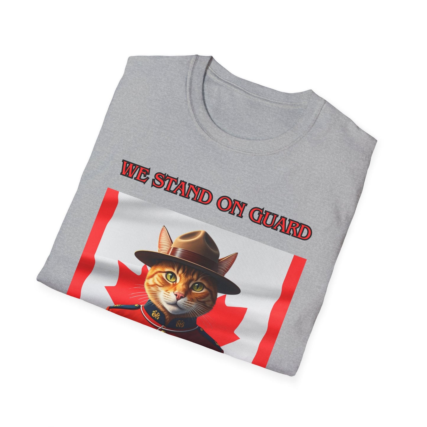 Canadian Cat Officer T-Shirt - We Stand on Guard for Thee