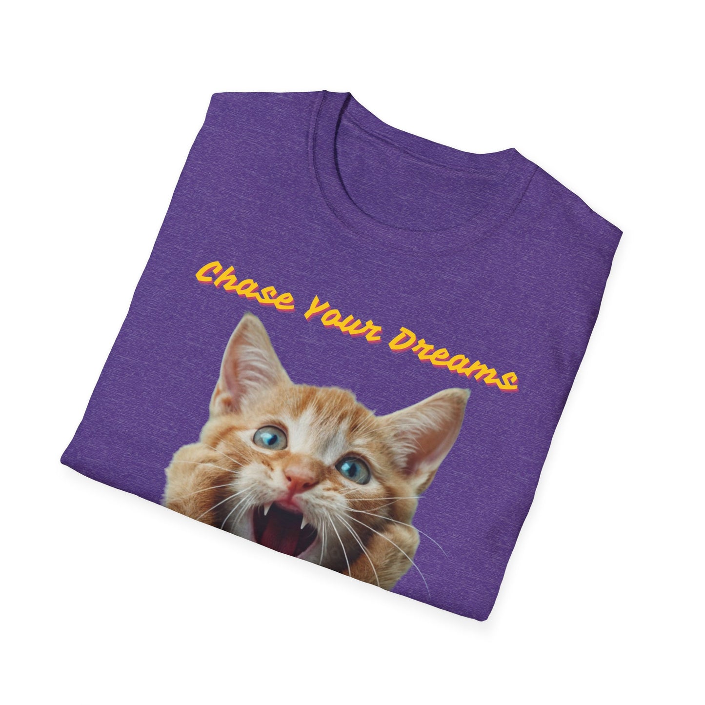 Chase Your Dreams Cat T-Shirt | Unisex Softstyle Tee for Cat Lovers