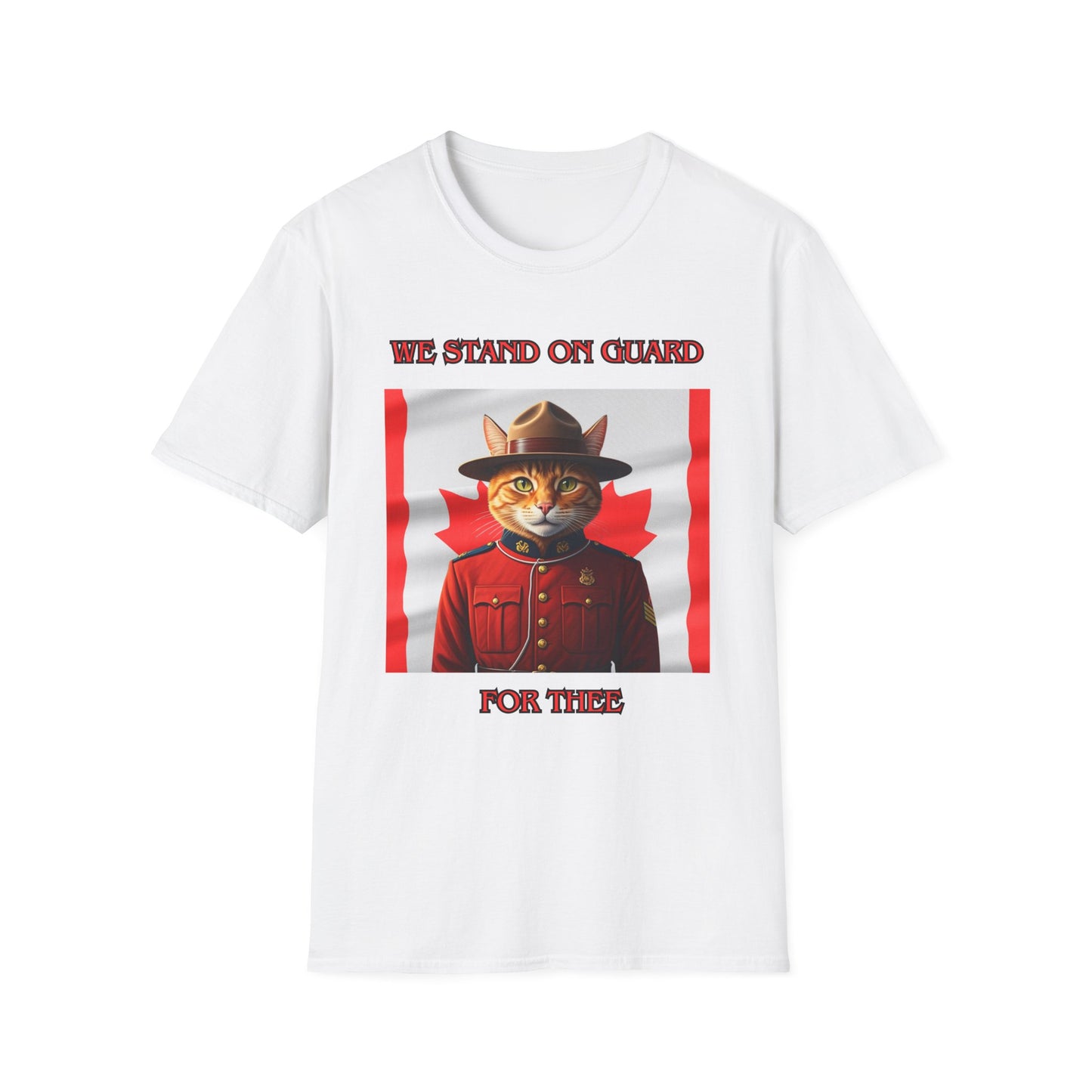 Canadian Cat Officer T-Shirt - We Stand on Guard for Thee