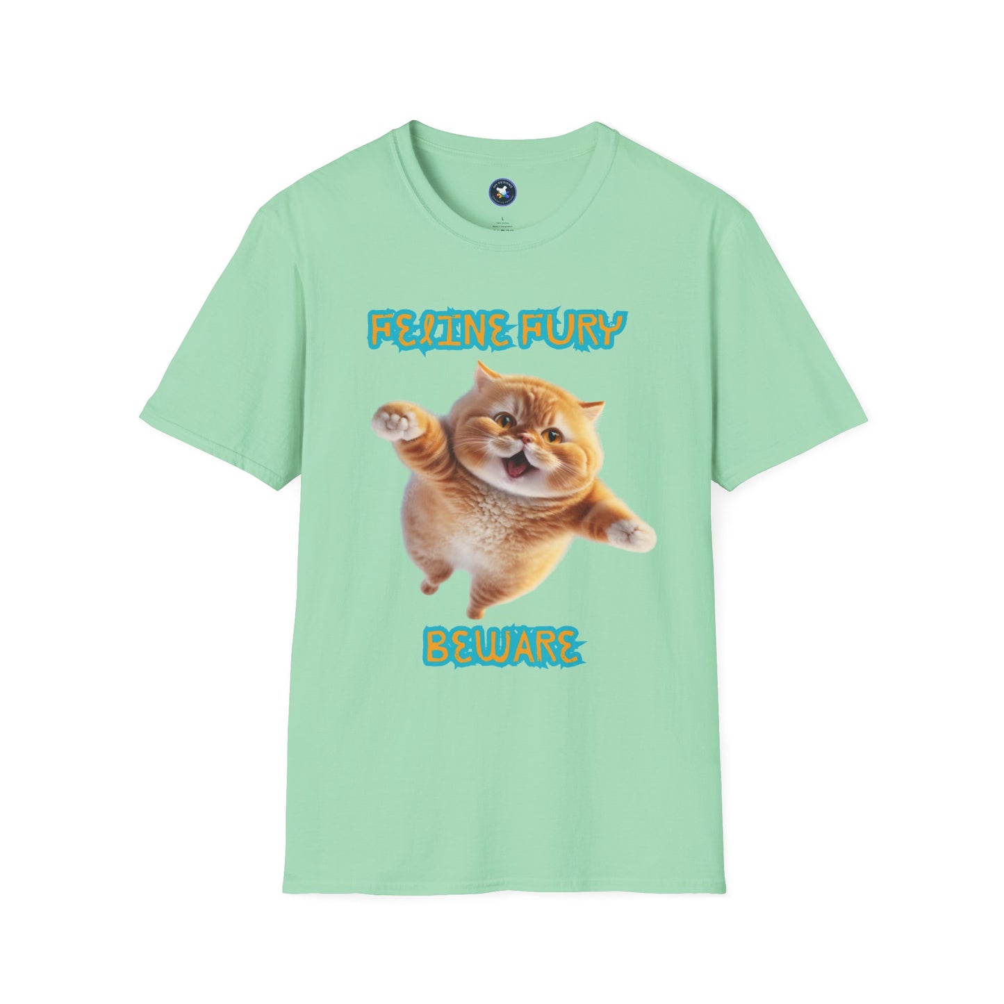 Funny Cat T-Shirt - 'Feline Fury Beware' Unisex Softstyle Tee