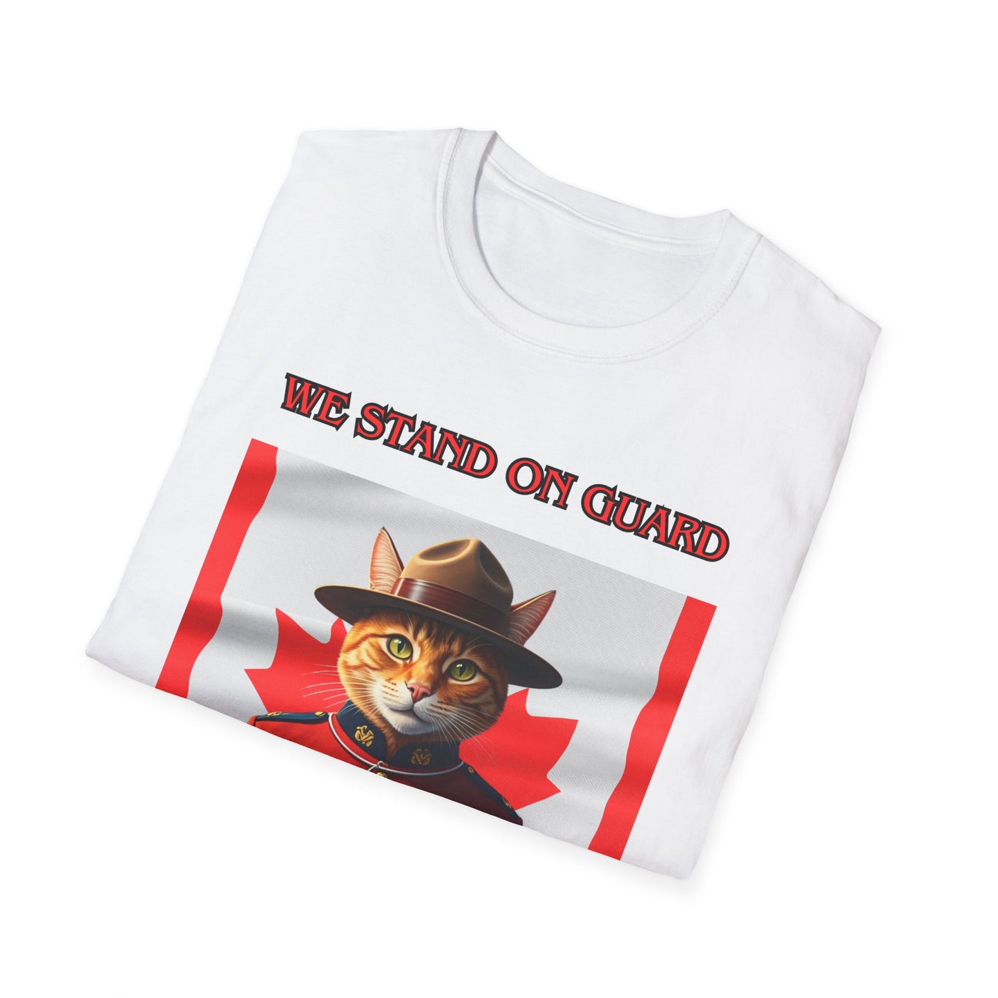 Canadian Cat Officer T-Shirt - We Stand on Guard for Thee